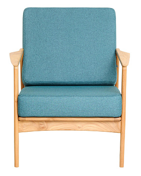 Кресло синее с деревянным каркасом Samal